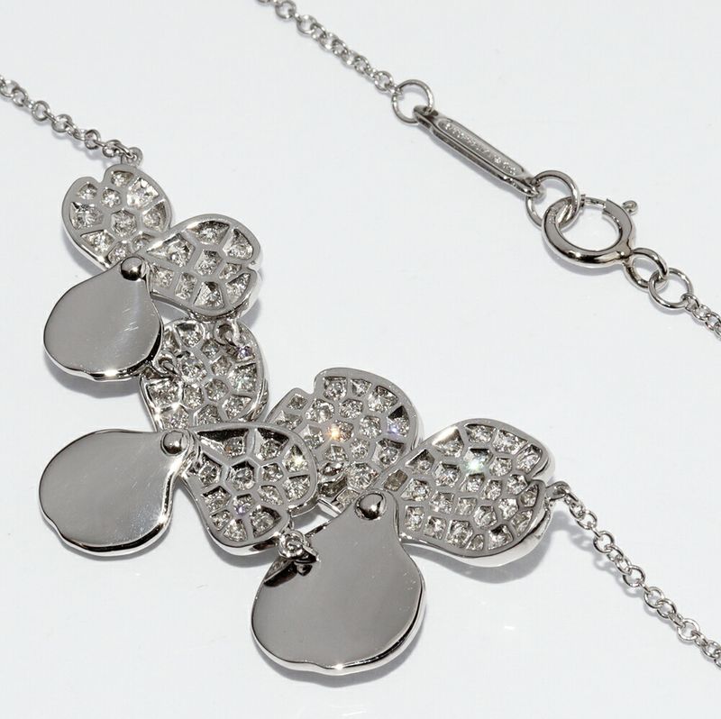Tiffany & Co Pendant Necklace Pt950 Diamond Paper Flower Cluster Pendant