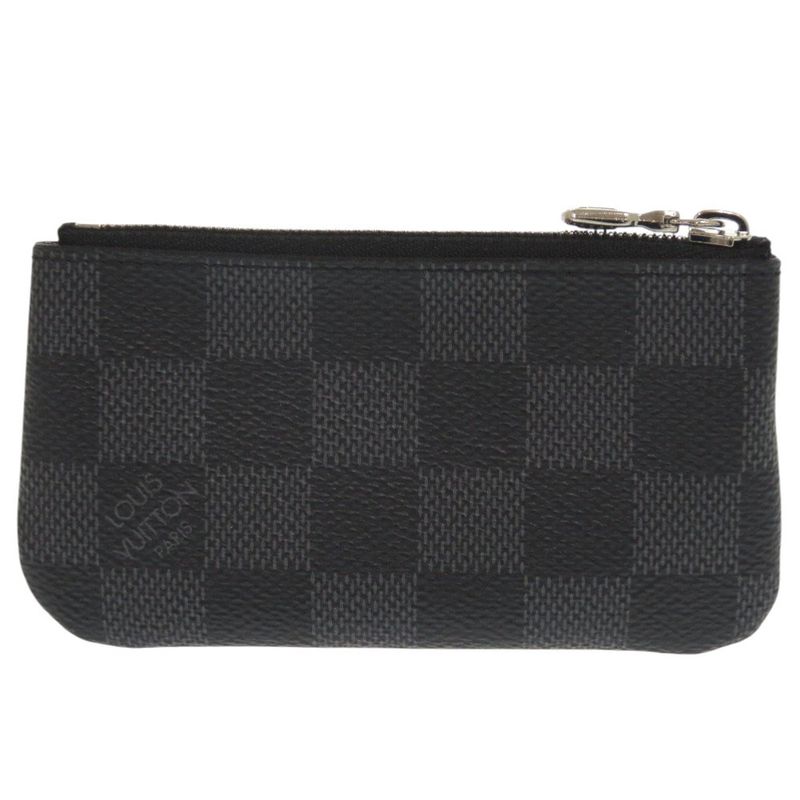 Louis Vuitton Pochette Cles Damier Graphite N60155 Black Coin Case LV 1070