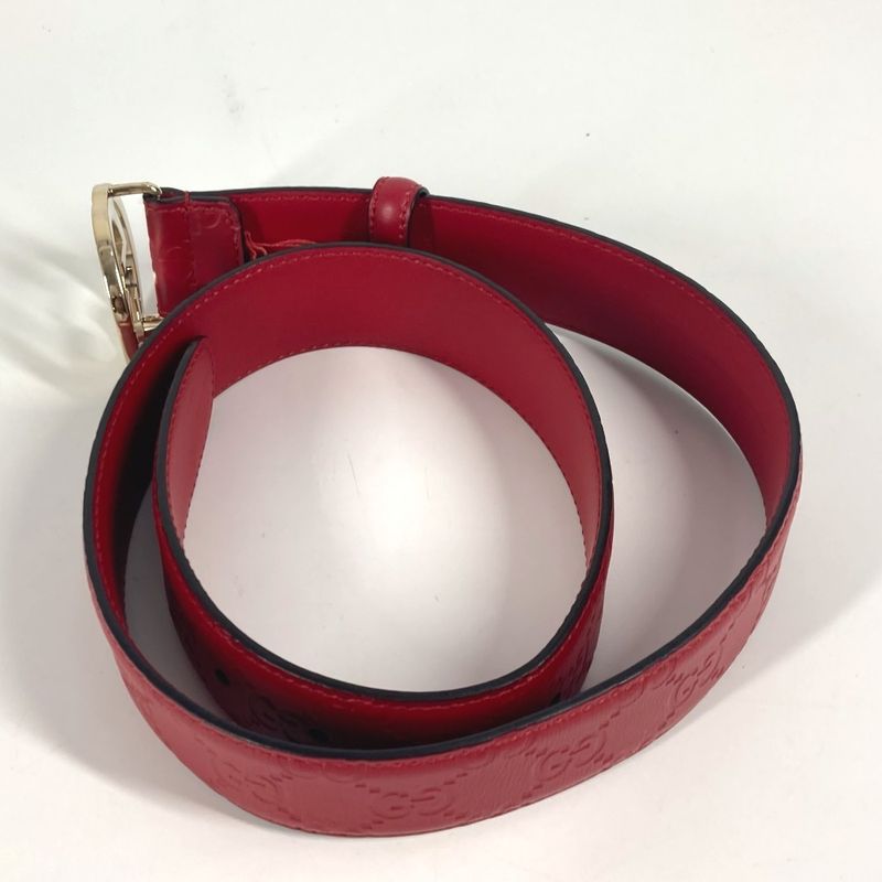 Gucci Belt GG Buckle 370543 Cima Leather Red