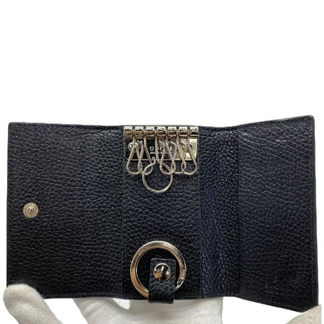 Gucci 473924 Double G 6-ring Key Case Key Ring Leather Black