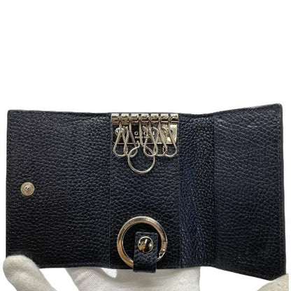 Gucci 473924 Double G 6-ring Key Case Key Ring Leather Black