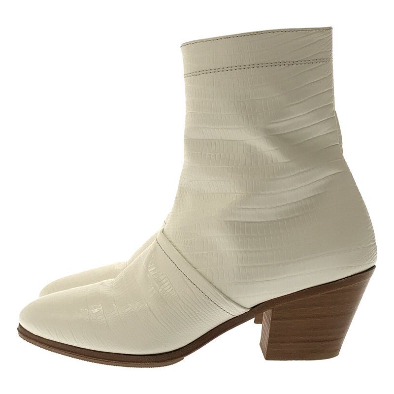 Celine Croc Shape Pressed Short Boots - 34 - White - Women's