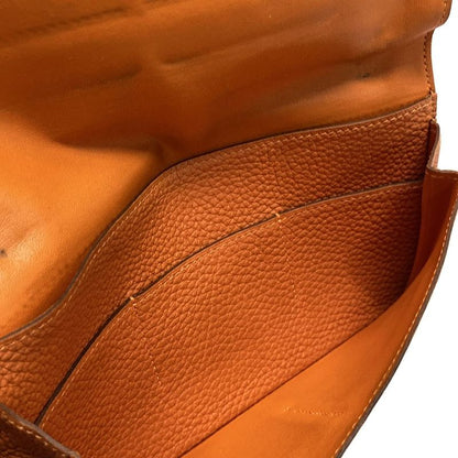 Hermes Dogon GM Orange Silver Hardware Leather Long Wallet