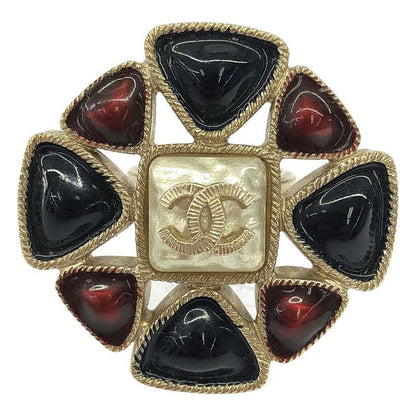 Chanel Flower Ring Coco Mark Stone Ring - Gold - Women's