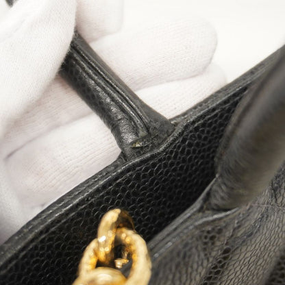Chanel Tote Bag Revival Tote Caviar Skin Black Gold Hardware Women's