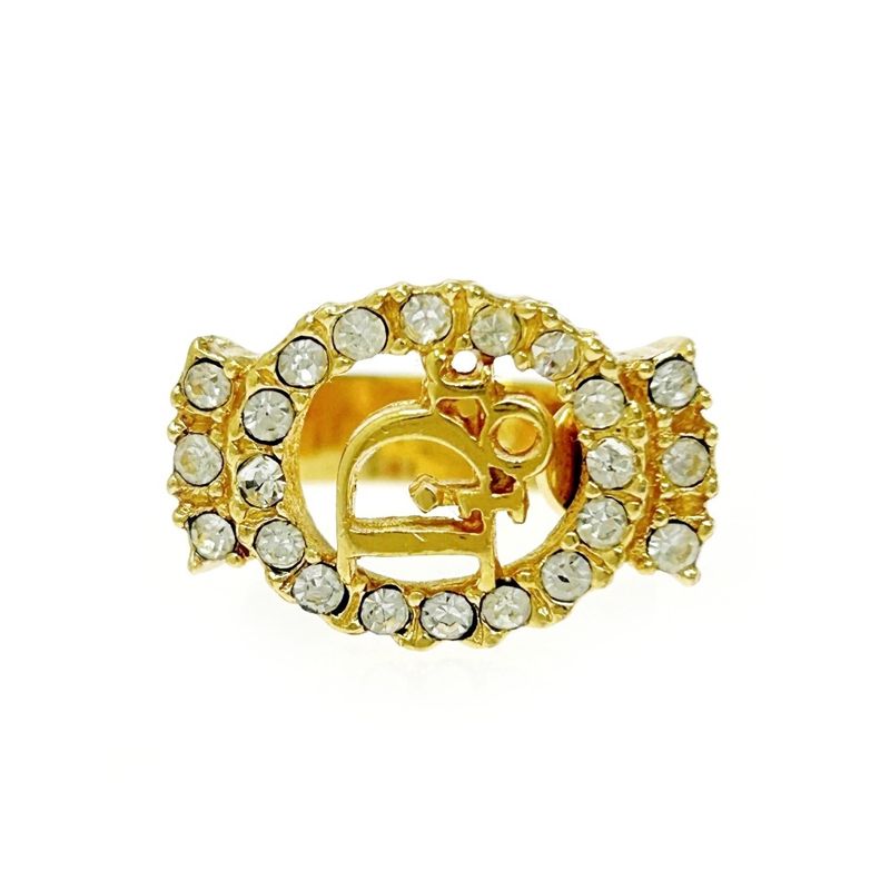 Christian Dior GP Rhinestone Dior Logo Ring Gold 404035 Ring
