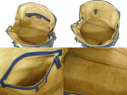 Authentic Fendi Zucca Handbag Canvas Brown Blue 8bn069 Zucca Bag Pre-owned