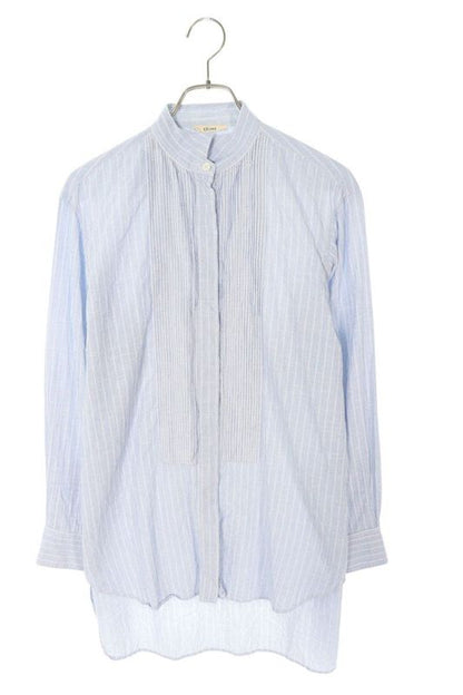 Celine 2 0DP7 505B Striped Wing Collar Tuxedo Long Sleeve Shirt Women 36