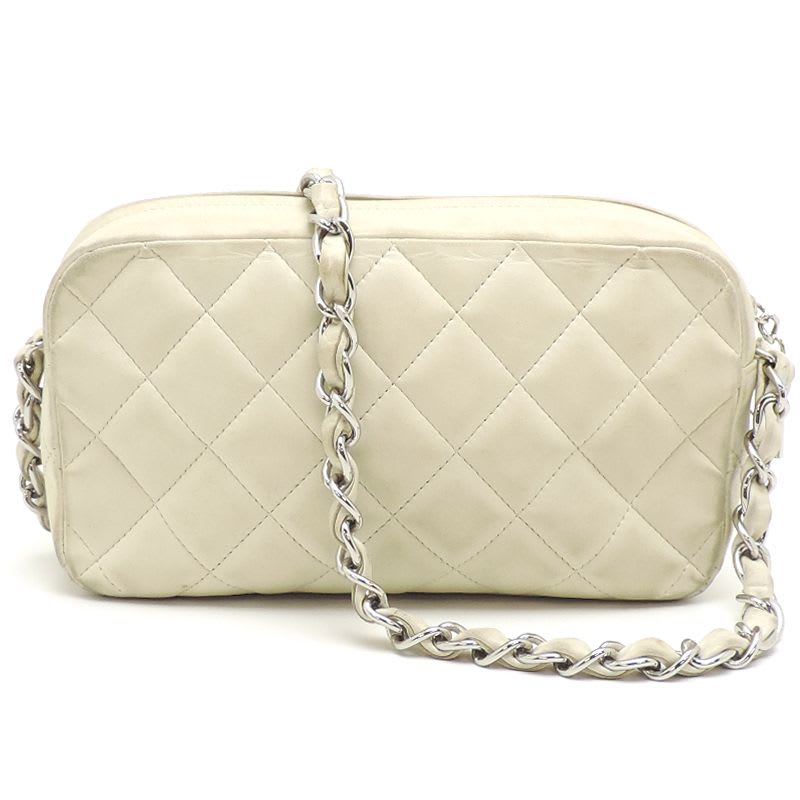 Chanel Chanel Shoulder Quilted Chain Lambskin White Bag