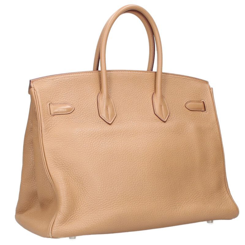 Hermes Birkin 35 □M Engraved Svhardware Taurillon Clemence Tabac Camel Handbag