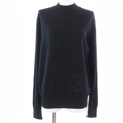 Hermes 24SS 4e2671d5 Wool Cashmere Embroidered Design Long Sleeve Knit Black 38
