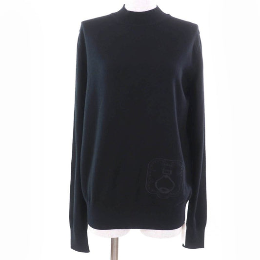 Hermes 24SS 4e2671d5 Wool Cashmere Embroidered Design Long Sleeve Knit Black 38