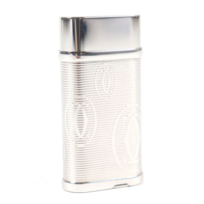 Cartier Godron Happy Birthday 2C Decor Oval Gas Lighter Silver Swiss Made Men's