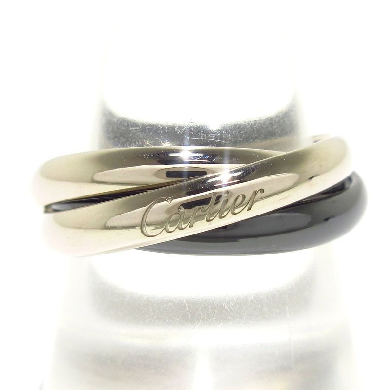 Cartier 3 Rings 59 Trinity 18K White Gold×black