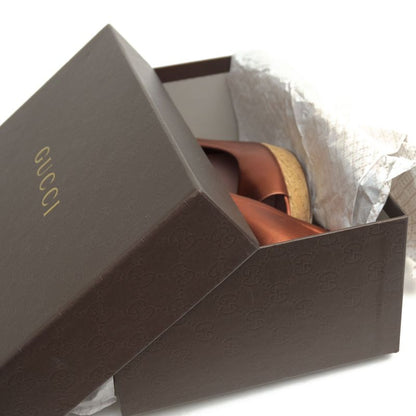 Gucci Pumps Shoes Women Leather Genuine Leather Bronze Copper 311654 Open Toe