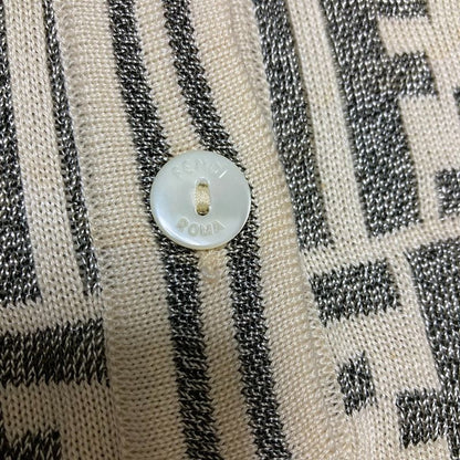 Fendi Zucca Pattern Short Sleeve Knit Polo Shirt Ivory Gray Women's Used