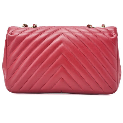 Chanel Shoulder Bag Calfskin V-stitched Red Coco Mark Single Flap With Gold