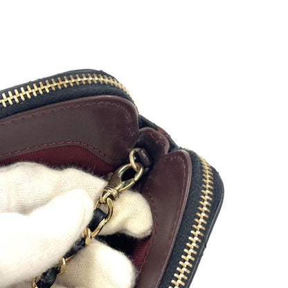 Chanel Matelasse W Zipper Chain Wallet Matelasse Serial No 22 Lambskin Black