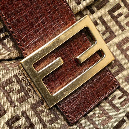 Fendi Zucchino Crossbody Shoulder Bag 8bt075 Brown Canvas Leather Women's Fendi