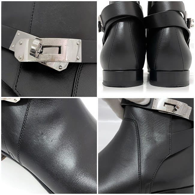 Hermes Short Boots Black Silver Hardware Kelly