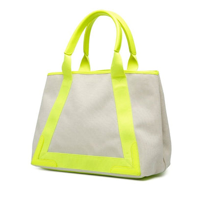 Balenciaga Navy Cabas Su M 581292 Beige Yellow Canvas Women's Balenciaga