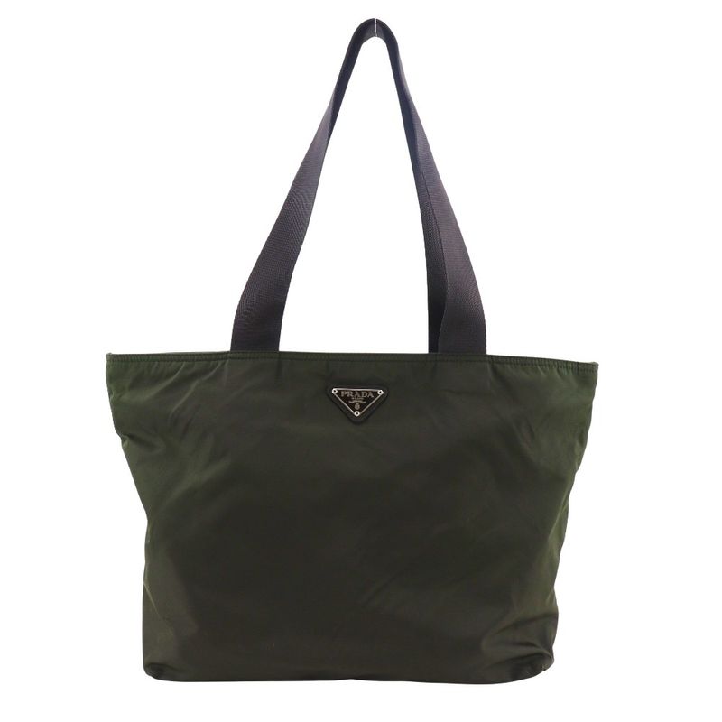 Prada B5878x Nylon Ebano Khaki Women's Tote Bag