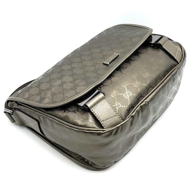 Gucci 201732 Shoulder Bag GG Imprime Crossbody Brown Metallic PVC Women Fashion