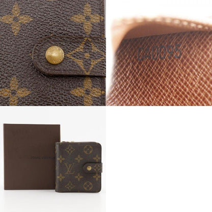 Louis Vuitton Compact Zip M61667 Monogram Canvas Brown Ca0095 Unisex Folding