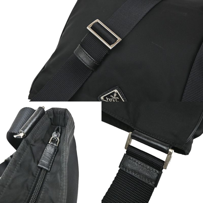 Prada Shoulder Bag Nylon Leather Black 87ka725