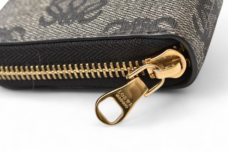 Loewe Wallet Loewe Long Wallet ZIP Around Anagram Gray Black