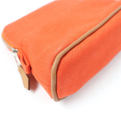 Hermes Bolide Pouch Mini Silver Hardware H Logo Canvas Pouch Orange With Box