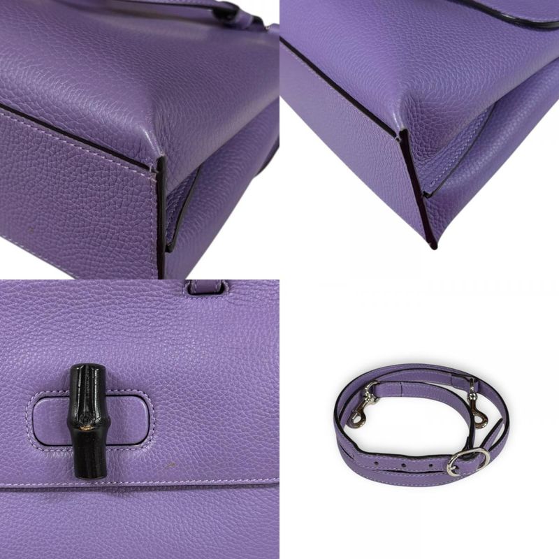 Gucci Daily Bamboo Shoulder Bag Leather 370831 Purple Ladies Gucci