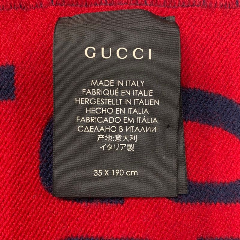 3074 Gucci Scarf GG Jacquard Wool Silk Scarf 495592 Preowned Excellent Condition