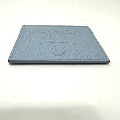 Prada Card Case With Embossed Logo 1mc025 Saffiano Leather Light Blue