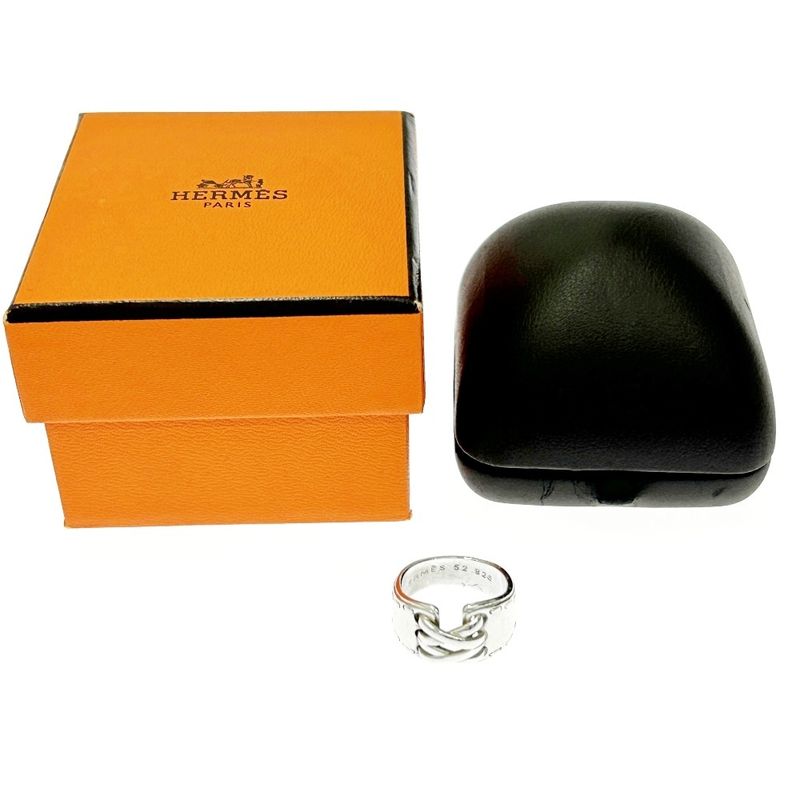 Hermes Silver Mexico Ring 52 7.8g 925 Engraved 370030 Ring with Box