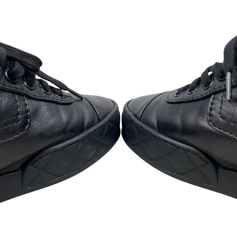 Chanel Sneakers Velcro High Cut G45110 36 Size Matelasse Coco Mark Logo Black