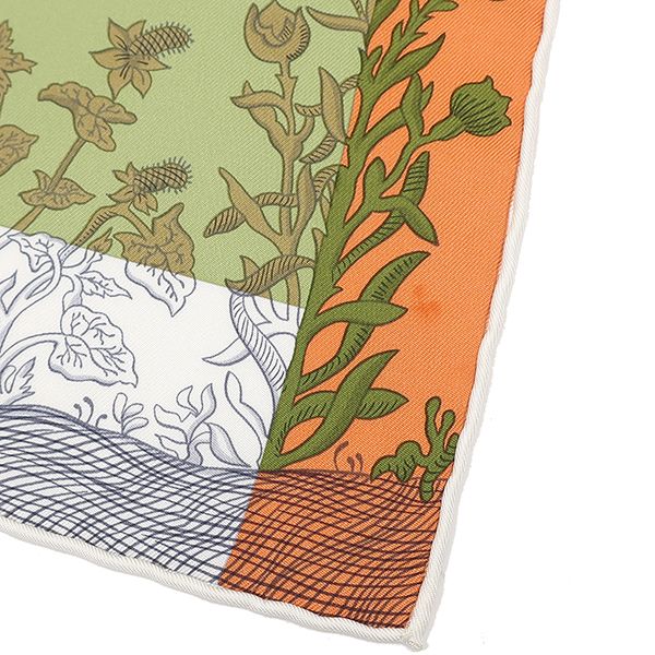 Hermes Scarf Carre 90 Carre Silk Green Yellow and Orange [della Cavalleria