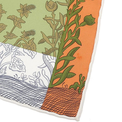 Hermes Scarf Carre 90 Carre Silk Green Yellow and Orange [della Cavalleria