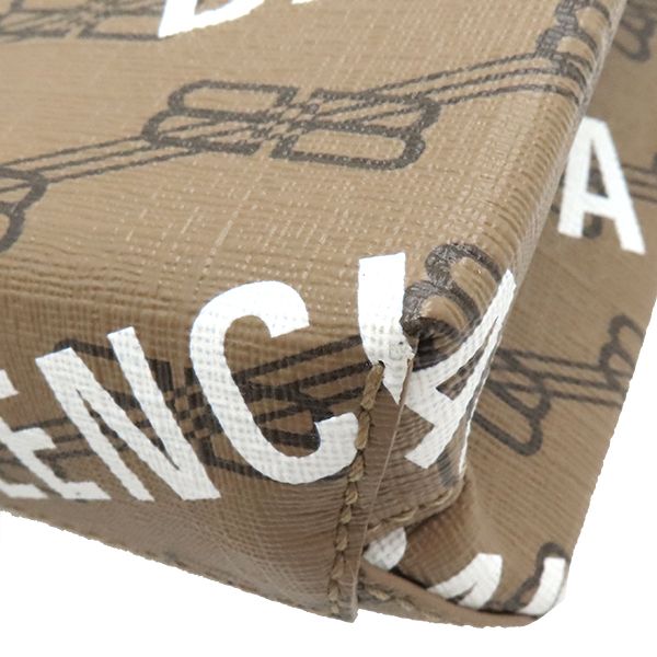 Balenciaga 2way Bag Large Shopping Bag Coated Canvas Leather Brown Gold