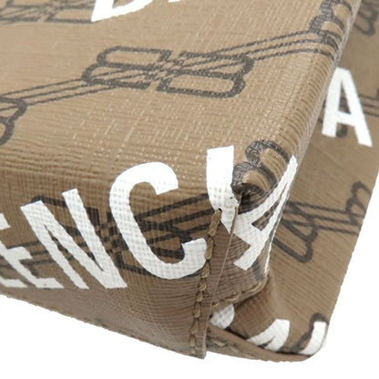 Balenciaga 2way Bag Large Shopping Bag Coated Canvas Leather Brown Gold