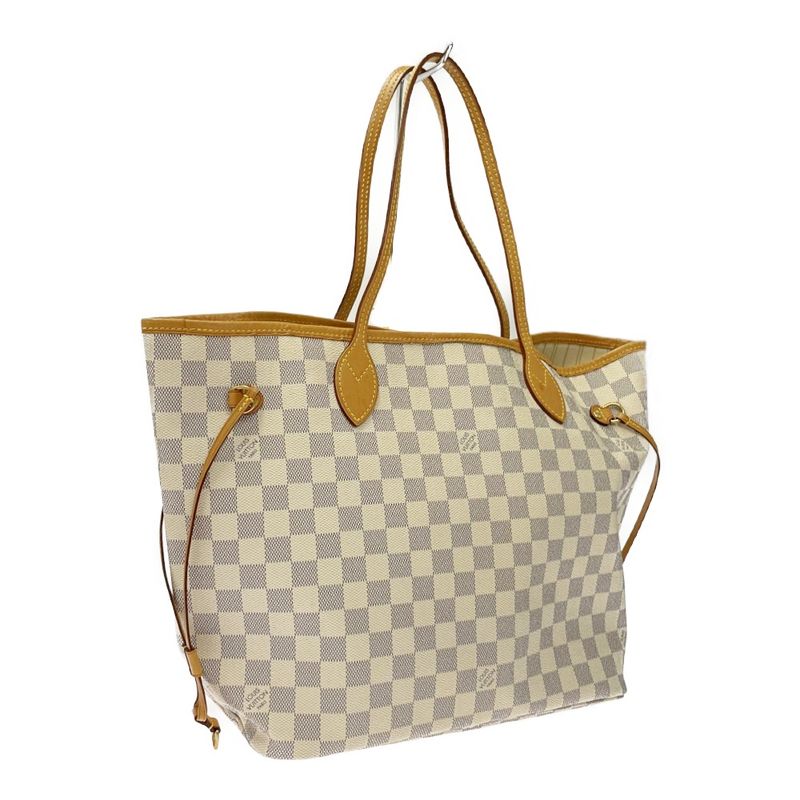 Louis Vuitton N51107 Damier Azure Canvas Neverfull MM Shoulder Bag White 353905