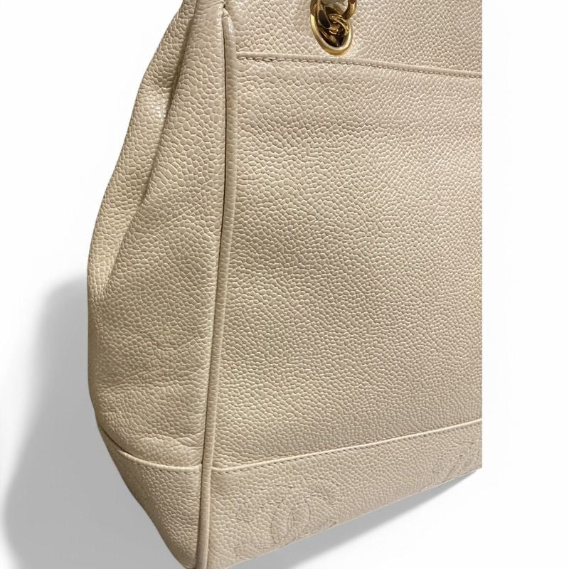Chanel ⑤ 4061674 1996's Caviar Skin Triple Coco Mark Tote Bag Ladies Ivory -