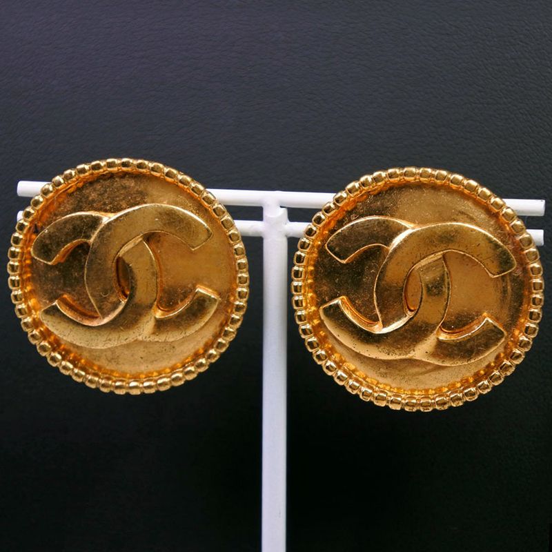 Chanel Coco Mark Gold Plated And Colored Stones 96A Ladies 27.8g Earring