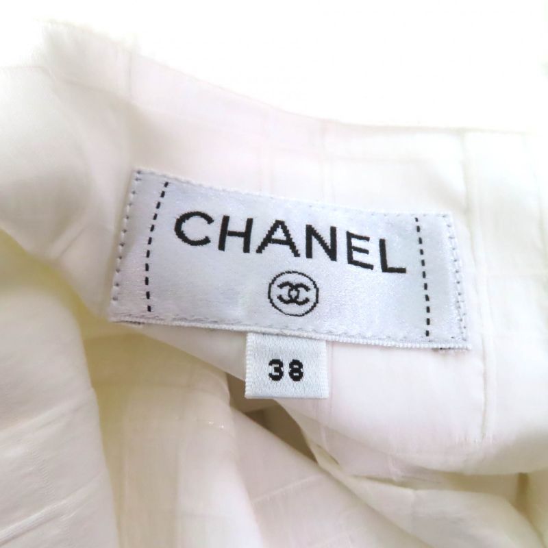 CHANEL P78855 Silk Blend Coco Mark Sleeveless Shirt Blouse With Logo Button