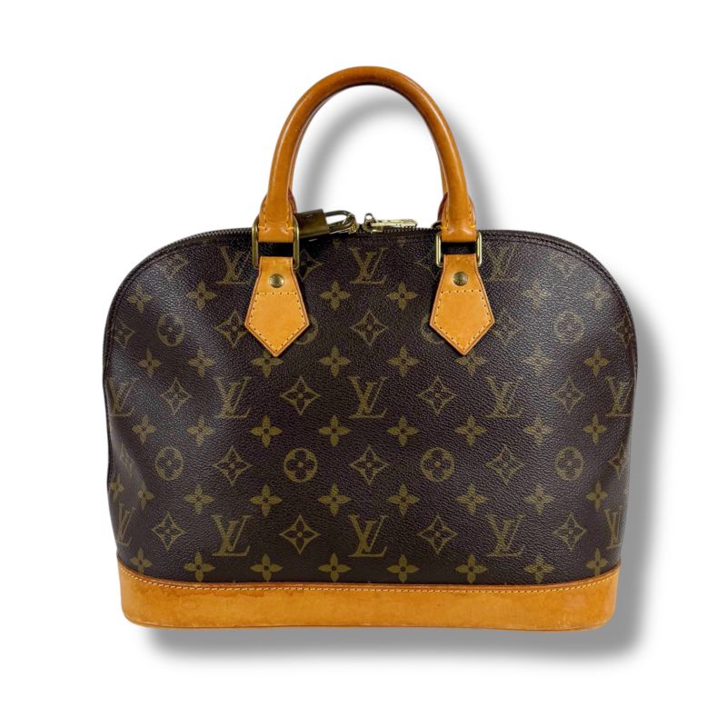Louis Vuitton Alma Monogram Leather Handbag Mini Tote Bag Brown