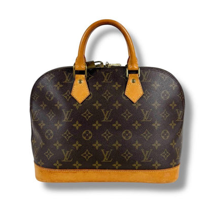 Louis Vuitton Alma Monogram Leather Handbag Mini Tote Bag Brown