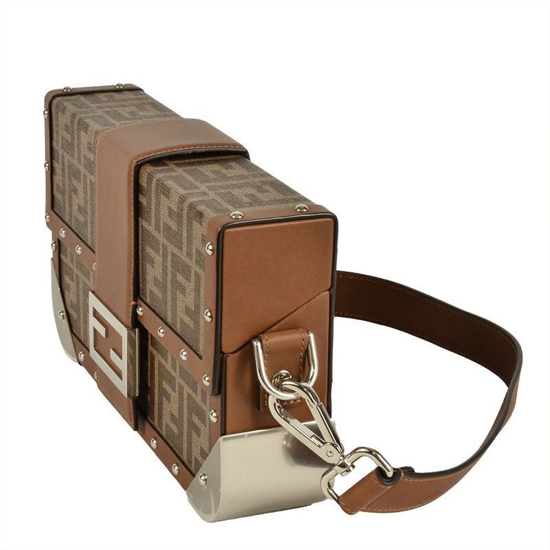 Fendi Zucca Trunk Shoulder Bag PVC Leather 7va498 Brown Women