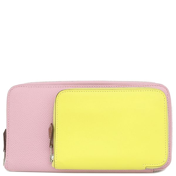 Hermes Long Wallet Nouveau Togo Vosuift Vaux-Epson Mauve Silvestre X Lime X