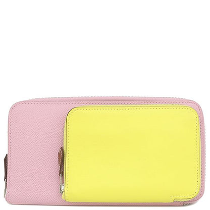 Hermes Long Wallet Nouveau Togo Vosuift Vaux-Epson Mauve Silvestre X Lime X