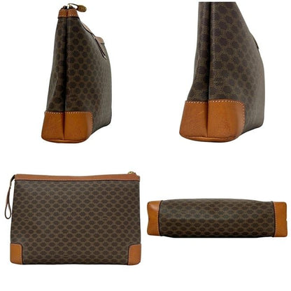 Celine Second Bag Brown Macadam Clutch Bag PVC Leather